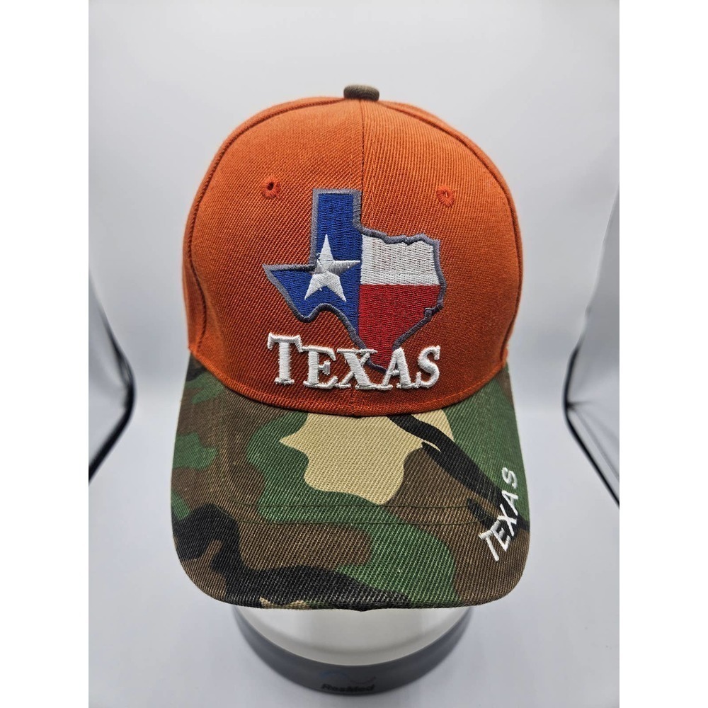 Texas State Logo Orange and‎ Camo Adjustable Hat One Cap